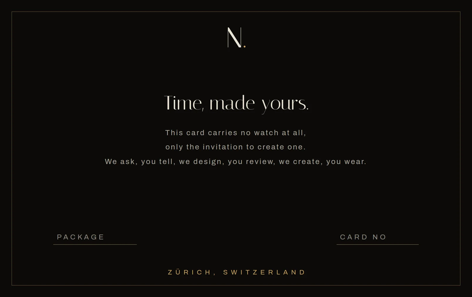 Naevum gift card, back: Time, made yours.